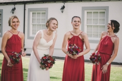 Bridesmaids laughing, barony castle