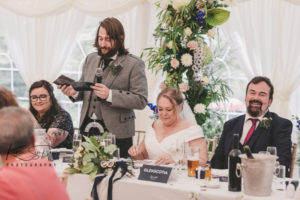 Son making speech at mothers wedding