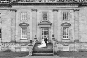Bride and groom in fron of Auchinleck house