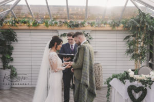 Bride and groom saying vows at the Gailes hotel