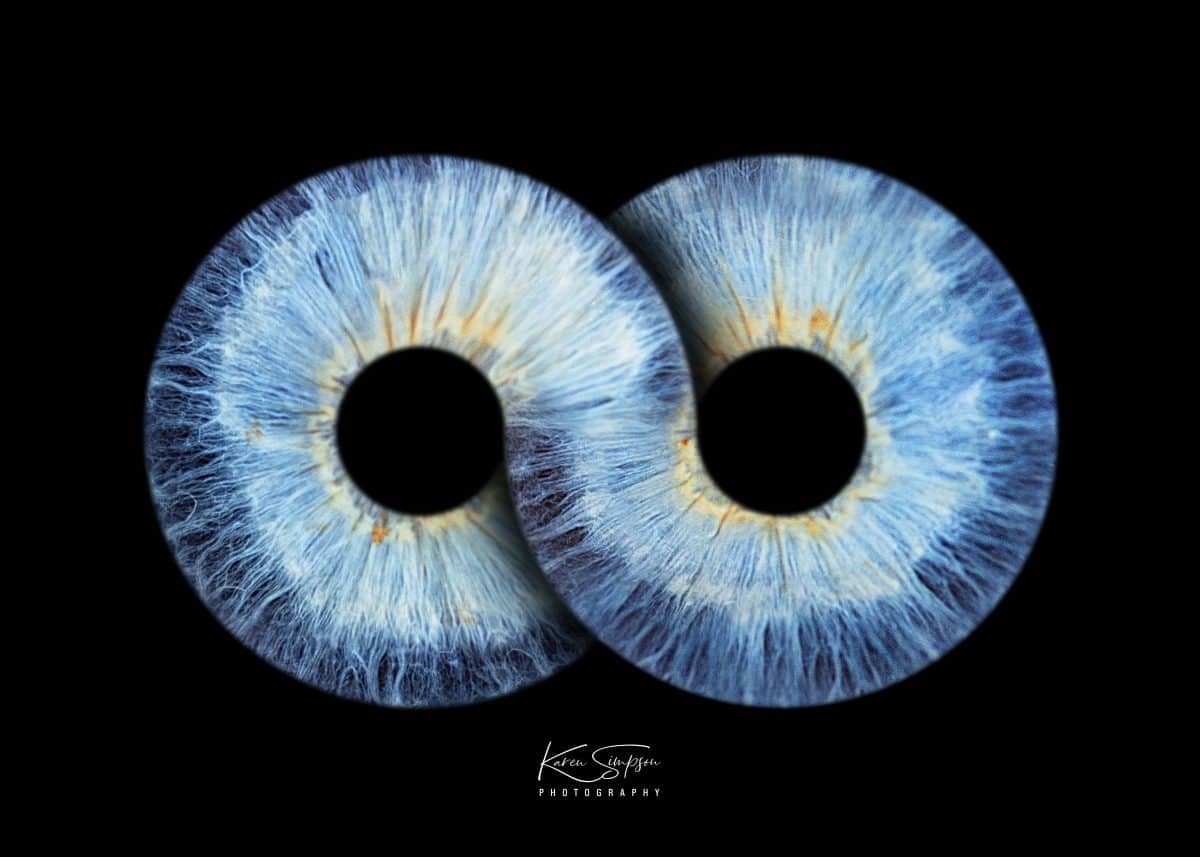 Tow blue eyes in infinity design